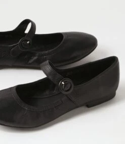 Archa Black Leather Flat Shoes -Lynx Shoes Shop DF12753BLALE 6