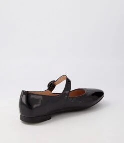 Archa Black Crinkle Patent Flat Shoes -Lynx Shoes Shop DF12753BLAUY 4