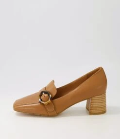 Cabernet Dark Tan Natural Heel Leather Heels