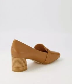 Cabernet Dark Tan Natural Heel Leather Heels -Lynx Shoes Shop DF12757TGHLE 4