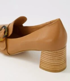 Cabernet Dark Tan Natural Heel Leather Heels -Lynx Shoes Shop DF12757TGHLE 6