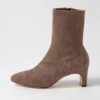 Sarski Light Taupe Stretch Microsuede Ankle Boots -Lynx Shoes Shop DF12770NJLFT 2