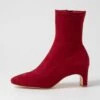 Sarski Deep Red Stretch Microsuede Ankle Boots -Lynx Shoes Shop DF12770R26FT 2