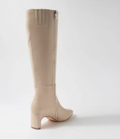 Swan Cream Leather Knee High Boots 9 Swan Cream Leather Knee High Boots -Lynx Shoes Shop DF12772W18LE 4