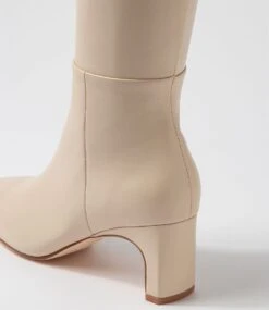 Swan Cream Leather Knee High Boots 11 Swan Cream Leather Knee High Boots -Lynx Shoes Shop DF12772W18LE 6