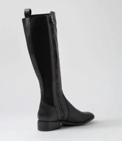 Bennet Black Leather Elastic Knee High Boots -Lynx Shoes Shop DF12779B6663 4