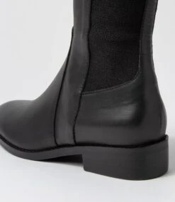 Bennet Black Leather Elastic Knee High Boots -Lynx Shoes Shop DF12779B6663 6