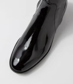 Bennet Black Patent Elastic Knee High Boots -Lynx Shoes Shop DF12779BLAHK 5