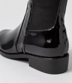 Bennet Black Patent Elastic Knee High Boots -Lynx Shoes Shop DF12779BLAHK 6