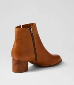 Bendigo Dark Tan Natural Heel Leather Ankle Boots -Lynx Shoes Shop DF12781TGHLE 4