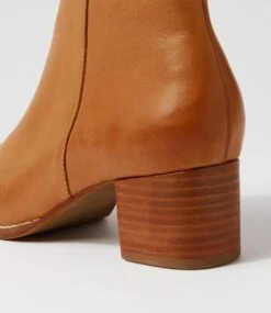 Bendigo Dark Tan Natural Heel Leather Ankle Boots -Lynx Shoes Shop DF12781TGHLE 6