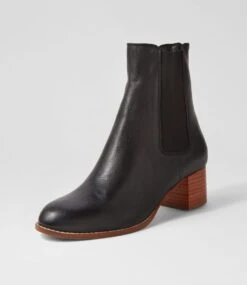 Blues Black Natural Heel Leather Ankle Boots -Lynx Shoes Shop DF12782BBLLE 3