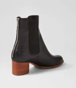 Blues Black Natural Heel Leather Ankle Boots -Lynx Shoes Shop DF12782BBLLE 4