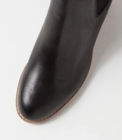 Blues Black Natural Heel Leather Ankle Boots -Lynx Shoes Shop DF12782BBLLE 5