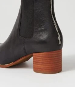 Blues Black Natural Heel Leather Ankle Boots -Lynx Shoes Shop DF12782BBLLE 6