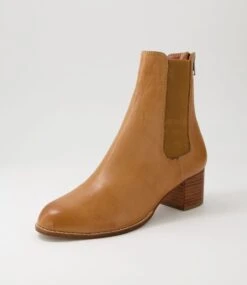 Blues Dark Tan Natural Heel Leather Ankle Boots -Lynx Shoes Shop DF12782TGHLE 3