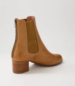 Blues Dark Tan Natural Heel Leather Ankle Boots -Lynx Shoes Shop DF12782TGHLE 4