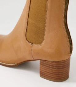 Blues Dark Tan Natural Heel Leather Ankle Boots -Lynx Shoes Shop DF12782TGHLE 6