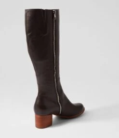 Benii Choc Natural Heel Leather Knee High Boots -Lynx Shoes Shop DF12783EMULE 4