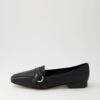 Draper Black Leather Flat Shoes -Lynx Shoes Shop DF12784BLALE 2