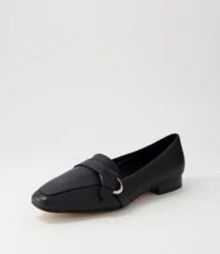Draper Black Leather Flat Shoes -Lynx Shoes Shop DF12784BLALE 3