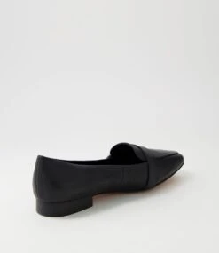 Draper Black Leather Flat Shoes -Lynx Shoes Shop DF12784BLALE 4