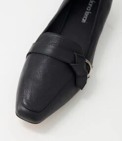 Draper Black Leather Flat Shoes -Lynx Shoes Shop DF12784BLALE 5