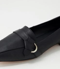 Draper Black Leather Flat Shoes -Lynx Shoes Shop DF12784BLALE 6