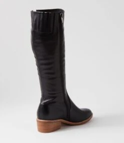 Gladlii Black Natural Heel Leather Knee High Boots -Lynx Shoes Shop DF12789BBLLE 4