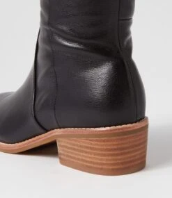 Gladlii Black Natural Heel Leather Knee High Boots -Lynx Shoes Shop DF12789BBLLE 6