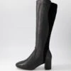 Imani Black Leather Stretch Microsuede Knee High Boots -Lynx Shoes Shop DF12791BLATE 2