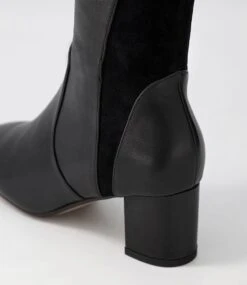 Imani Black Leather Stretch Microsuede Knee High Boots -Lynx Shoes Shop DF12791BLATE 6