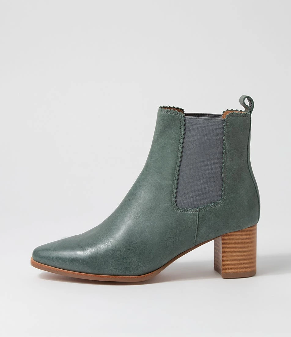 Larry Denim Natural Heel Leather Ankle Boots 3 Larry Denim Natural Heel Leather Ankle Boots