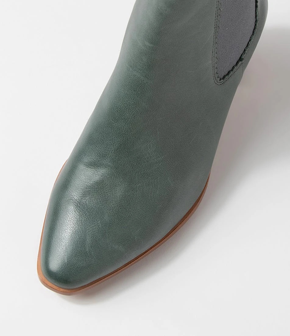 Larry Denim Natural Heel Leather Ankle Boots 6 Larry Denim Natural Heel Leather Ankle Boots - Image 4