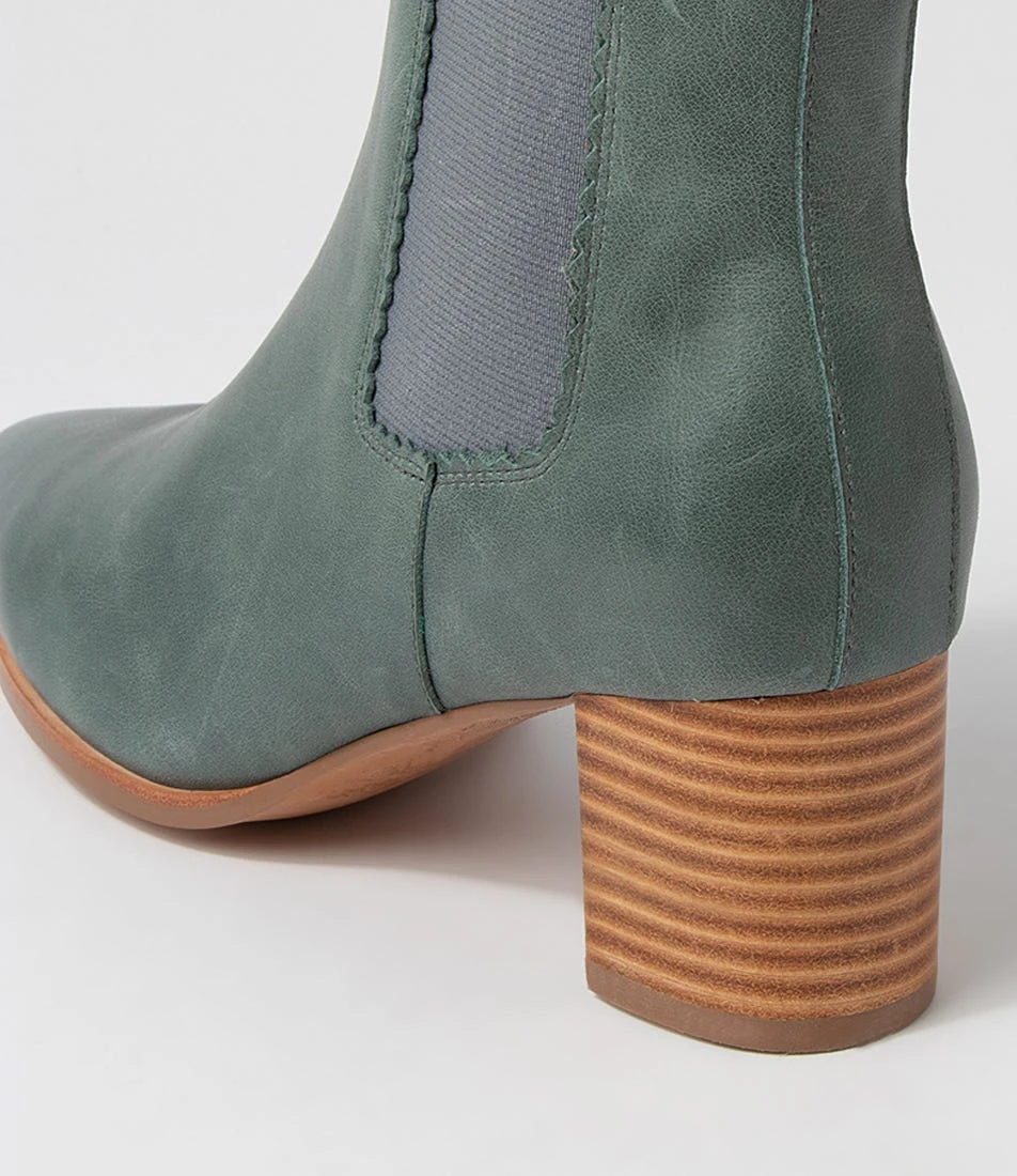 Larry Denim Natural Heel Leather Ankle Boots 7 Larry Denim Natural Heel Leather Ankle Boots - Image 5