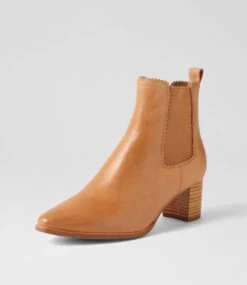 Larry Tan Natural Heel Leather Ankle Boots -Lynx Shoes Shop DF12792T78LE 3