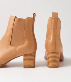 Larry Tan Natural Heel Leather Ankle Boots -Lynx Shoes Shop DF12792T78LE 6