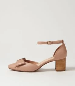 Layla Cafe Natural Heel Leather Heels