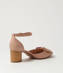 Layla Cafe Natural Heel Leather Heels -Lynx Shoes Shop DF12795NU2LE 4