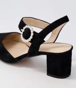 Lilsy Black Suede Heels -Lynx Shoes Shop DF12797BLASU 6