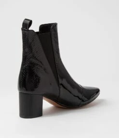 Larlot Black Lizard Patent Leather Ankle Boots -Lynx Shoes Shop DF12800BS1FD 4