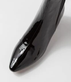 Larlot Black Lizard Patent Leather Ankle Boots -Lynx Shoes Shop DF12800BS1FD 5