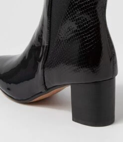 Larlot Black Lizard Patent Leather Ankle Boots -Lynx Shoes Shop DF12800BS1FD 6