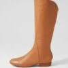 Rose Dark Tan Leather Knee High Flat Boots -Lynx Shoes Shop DF12807TAOLE 2