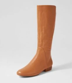 Rose Dark Tan Leather Knee High Flat Boots -Lynx Shoes Shop DF12807TAOLE 3
