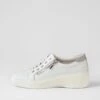 Storms White Silver Leather Suede Flat Shoes -Lynx Shoes Shop DF12809W9589 2