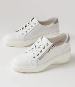 Storms White Silver Leather Suede Flat Shoes -Lynx Shoes Shop DF12809W9589 6