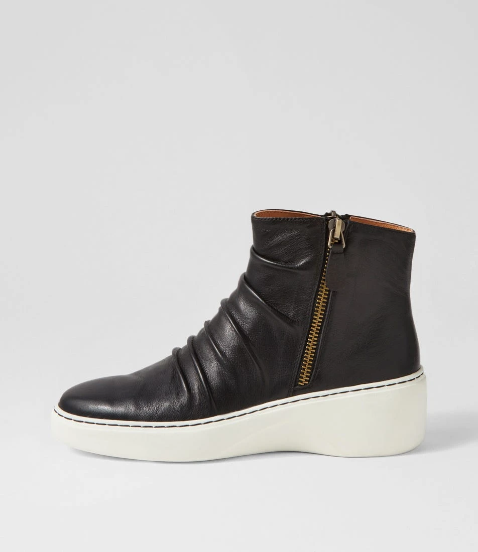 Saulina Black White Leather Ankle Boots 3 Saulina Black White Leather Ankle Boots