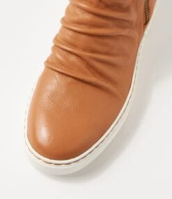 Saulina Dark Tan Leather Ankle Boots 10 Saulina Dark Tan Leather Ankle Boots -Lynx Shoes Shop DF12812TGCLE 5