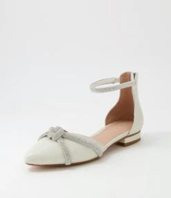 Diamond Winter White Leather Flat Shoes -Lynx Shoes Shop DF12822WAJLE 3